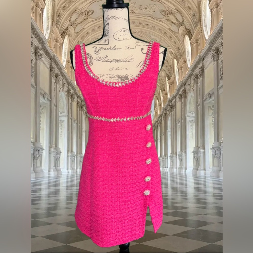 SELF PORTRAIT PINK TWEED DRESS